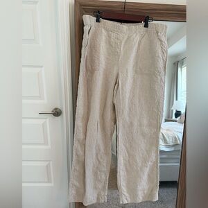 Chico's 100% Linen Wide Leg Pull-On Pants Beige/Flax 3/XL minimalist beach